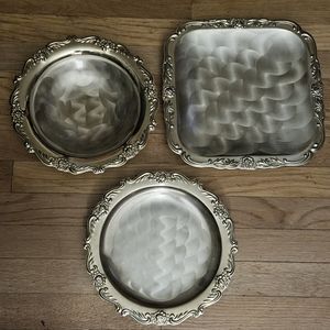Cellini Romanesque Gold Plated Serving Trays from Japan Set of 3